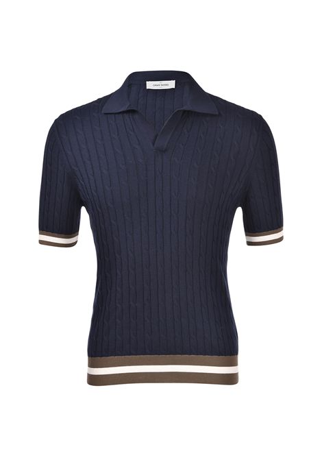 Polo Gran sasso Skipper uomo 5719120679 Blu fresh cotton maniche corte trecce coste Gran sasso | Polo | 5719120679598